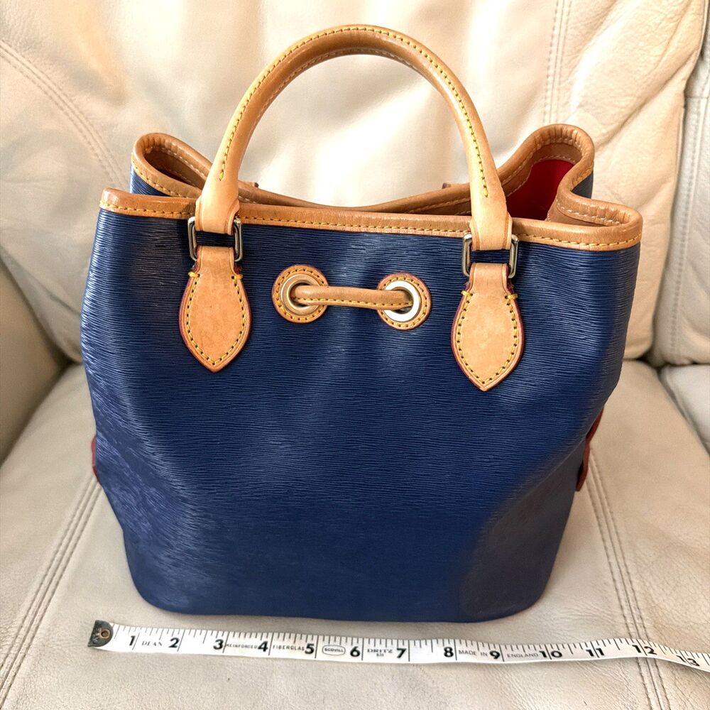 Dooney & Bourke Bucket Satchel Bag Coated Canvas Leather Blue - Picture 3 of 16